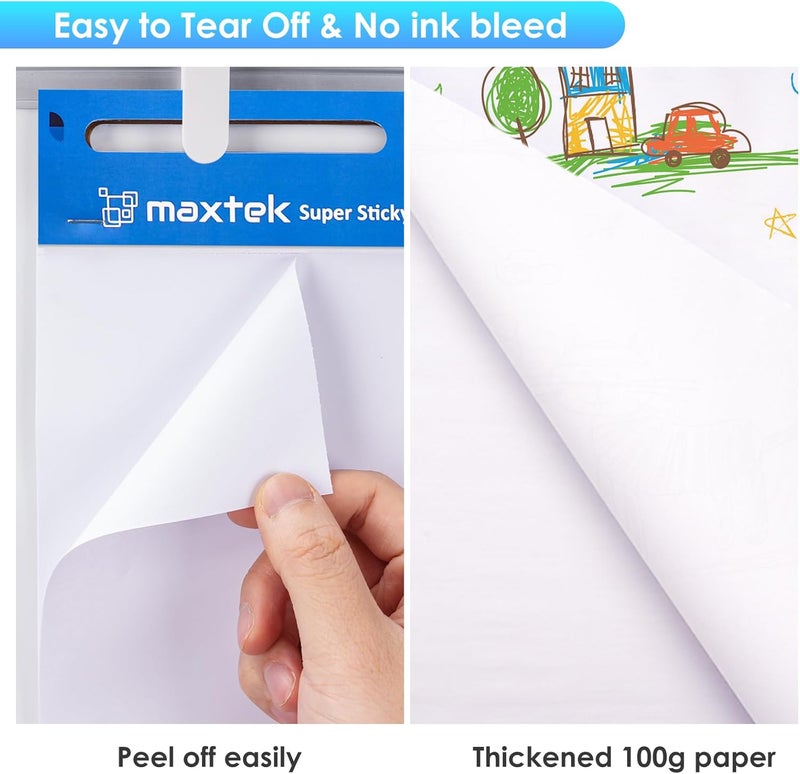 maxtek Chart Paper 15"x18", Large Sticky Easel Pad with 4 Packs, 120 Sheets, Upgraded Big Anchor Flip Chart Paper with Super Sticky Back, Self-Stick Paper for Walls & Easels - Image 4